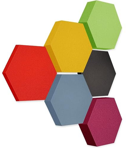 platino24 Akustikpaneele 6 Elemente Edition LOFT 3D I Ø 300mm Akustikplatten Schalldämmung Wand & Decke I Akustikschaum Schall-Absorber aus Basotect 30-70mm mit farbiger Akustikbeschichtung