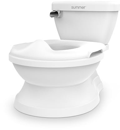 Ingenuity My Size Potty Pro, Infant Potty Training Toilet, Lifelike Flushing Sound, Splash Guard, Easy to Clean with Removable Bowl, Wipe Storage, 18 Months + (White)