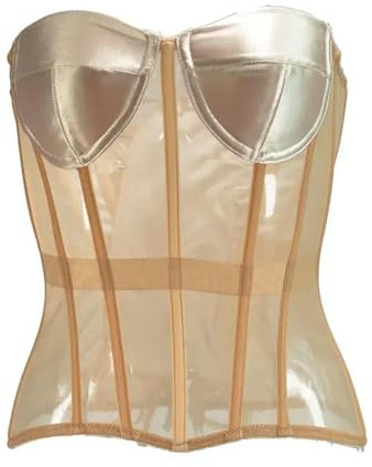 FRESQA Damkorsett Bustier med BH Genomskinlig Topp Formande Bälte Axelbandslös Väst Push Up Corpets XXS till 5XL