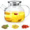 1L Teekanne Glas, Transparente Glasteekanne mit Siebeinsatz, Teekanne Glas 1 Liter mit Deckel, Klar, Hitzebeständig, mit Herausnehmbarem Filter, für Tee, Blumentee und Saft (1000ML)
