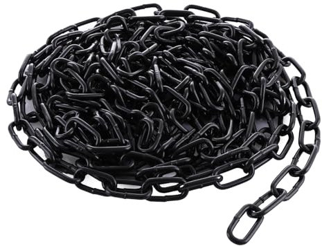 JMIATRY 6 Metres Length 304 Stainless Steel Chain, 4mm Heavy Duty Chain Links, Black Galvanized Steel Welded Link Chains Lift for Fence Gate, Garage Doors, Swing Chains and Bicycle Security Lock