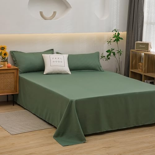 HAIBA Drap Plat 220x230cm Vert Foncé Drap Plat Lit Jersey 100% Coton très épais et Doux