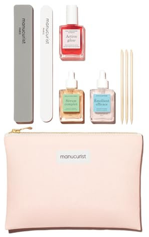 Manucurist Coffret Active™ Glow Manucure Set - Vernis à Ongles Active Glow Raspberry, Sérum Complet, Emollient Cuticule, 2 limes a ongles, Batons de Buis Repousse Cuticule - Cadeau Femme