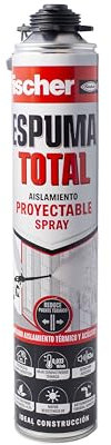 fischer - Schiuma totale bianca - Schiuma poliuretanica Proiettabile - Isolamento interno ed esterno - Anti-umidità - Protegge da rumori, freddo e aria - Applicabile con pistole convenzionali (700 ml)