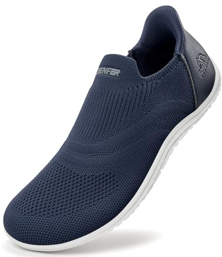 Sosenfer Chaussures larges pieds nus unisexes pour homme et femme - Chaussons d'extérieur à enfiler - Chaussures de trail, bleu foncé, 46 EU
