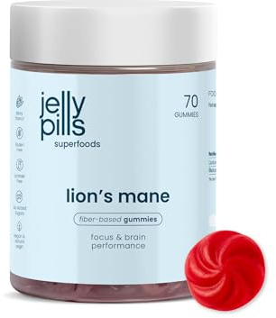 Jelly Pills Gummies Criniera di Leone con Pepe Nero - Fonte di Funghi Funzionali - 70 Gummies Vegane - Senza Zuccheri Aggiunti - Gusto Frutti di Bosco Naturale - Memoria e Concentrazione