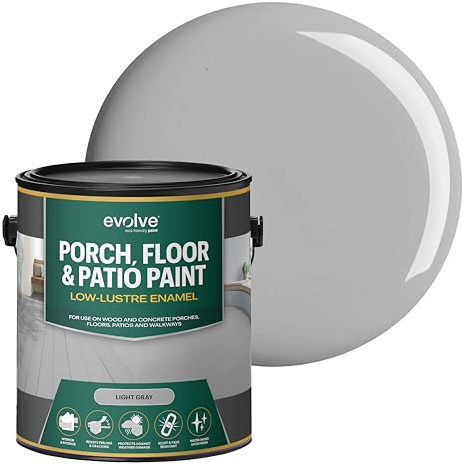 EVOLVE Porch & Floor Paint (Light Gray) 1-Gallon β Durable, Scratch-Resistant, Multi-Surface Interior & Exterior Floor Coating, Low VOC, Fade & Weather Resistant