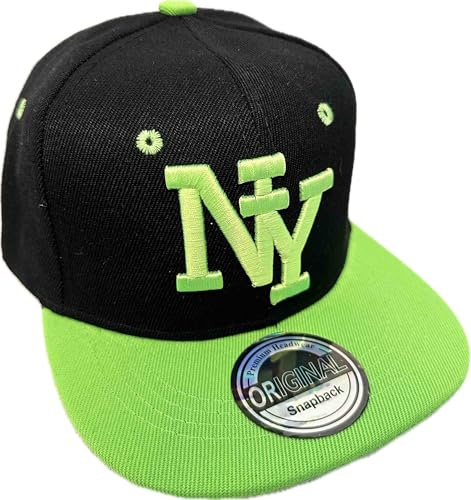 Jeamis Kids NY USA barn snapback baseballkeps keps unisex truckerare startbasebollkeps hatt Hawaii sommar kult för pojkar och flickor, NY svart grön, one size