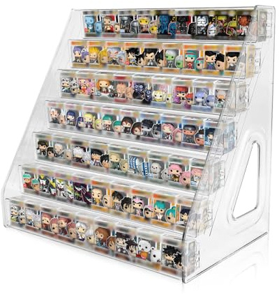 BOHOIDEE Transparentes Regal für Funko Bitty Pop, 7 Ebenen, Acryl-Figuren-Präsentationsständer, Spielzeugständer für Mini-Sammelspielzeug