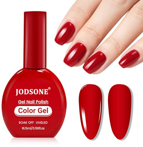 JODSONE 16,5 ml rojo mismo color botella de gel esmalte de uñas de gel alegre colorido brillante y duradero para el salón casero DIY
