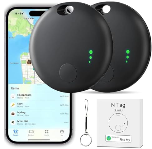 Localisateurs d'objets Lot de 2, Smart Key Finder Traceur Tag, Compatible avec Find My (Uniquement iOS), Localisateur de Clés Tracker GPS Mini Traceur pour Voiture Valise Enfant Chat Chien
