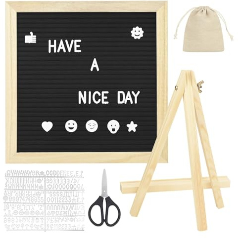 Felt Letter Board, 10 X 10 Inch Changeable Letter Board with 340 Letters, Letter Board Announcement Board with Adjustable Stand for Baby Announcement Party Home Offices