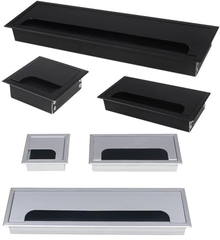 Getdoublerich Cubierta de aleación de aluminio para agujero de escritorio para gestión de cables, 80 mm, accesorio de paso de alambre para oficina, hogar, computadora, escritorio, negro mate