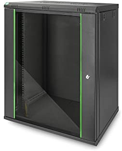 DIGITUS Nätverksskåp - 19-tums rack - 16U - Väggmontage - 450 mm djupt - Bärförmåga 60 kg - Dynamic Basic-serien - Svart