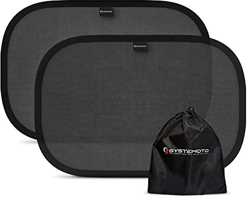 Systemoto Sonnenschutz Auto Baby mit UV Schutz (2er Set) - Autofenster Sonnenschutz für Kinder (schwarz), Personenkraftwagen