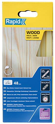Rapid Bâtons de colle 12 mm Bois, Ø12 x 190 mm, Couleur: Jaunâtre, 48 pcs, 880g, conditionné en boîte