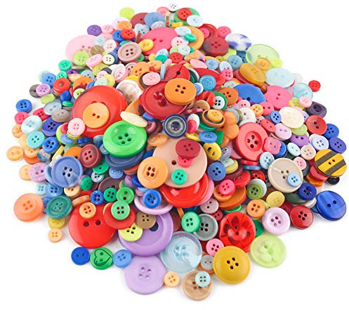 VGOODALL Bunte Knöpfe, 1000 Stück 500g, Top DIY-Material, Ideal für Kleidungsdekoration, Bastelprojekte & Kinderbasteln