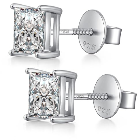 Silber 925 Ohrstecker Herren Damen - Zirkonia Diamant Ohrringe 4MM