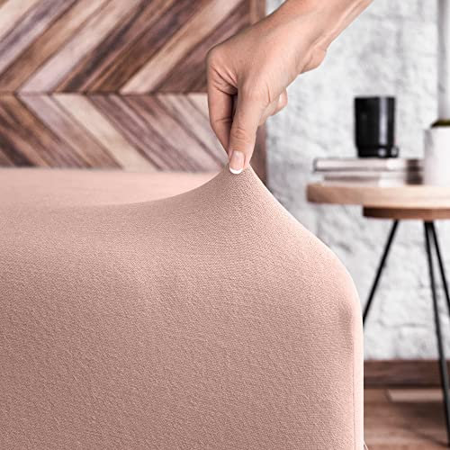 Wolkenfeld Spannbettlaken 180x200cm bis 200x200cm - 100% Baumwolle - Superweiches Jersey Bettlaken für Matratze, Boxspringbett oder Topper - 5 bis 20cm Matratzenhöhe, Rose