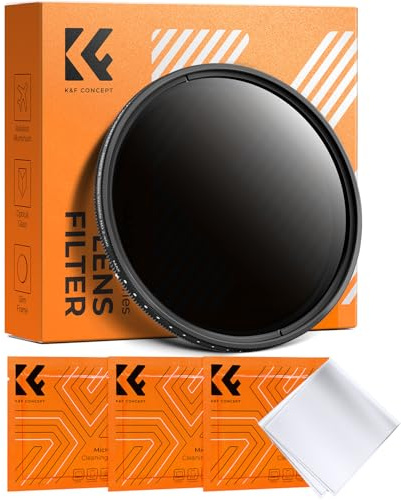 K&F CONCEPT 49mm ND Filter Variabler Graufilter ND2-ND400 (1-9 Blendenstufen) mit DREI Reinigungstücher für Landschaftsfotografie（Nano-Basic Serie）