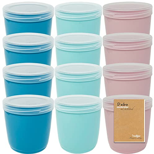 Codil Juegos de Tupper Plasticos para Alimentos,Tapers Redondo Alto Pequeños Reutilizables Sin BPA,Recipientes con Tapa,Apto Microondas Lavavajillas y Congelador(Rosa Verde y Azul,12x0.5L)