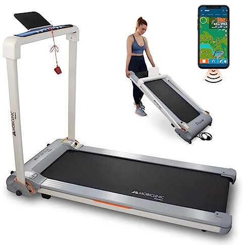 Mobiclinic, Cinta de Correr Plegable, Tibet, Ajustable 14 km/h, 1100w, Peso máx. 100 kg, Bluetooth, 20 velocidades, Display led, Aplicación zwift Entrenamiento, Soporte móvil, Parada Emergencia