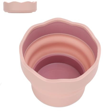 Cyrank Faltbarer Wasserbecher Für Wasserfarben, Pinselbecher, Malbecher Wassertankpinsel, Silikon-Wascheimer, Pinselhalter, Reiniger, Malerei, Wasserbecher Für Aquarell-Acryl-Ölgemälde(Rosa)