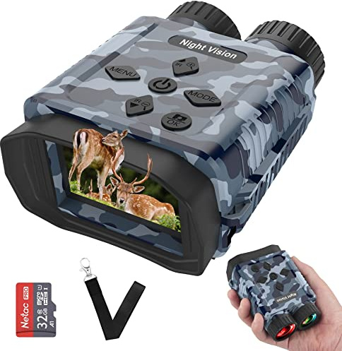 Apparat för mörkerseende, 1080P HD digital infraröd mörkerseende kikare 300 m räckvidd, uppladdningsbar mörkerseende, 8X digital zoom mörkerseende för fågelskådning, camping, jakt med 32 GB (2023