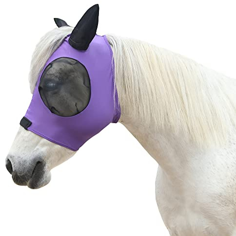 LEAFOREST Fliegenmaske für Pferde mit Ohren, weiche Netzmaske, Anti-UV mit Ohren, Violett, Cob