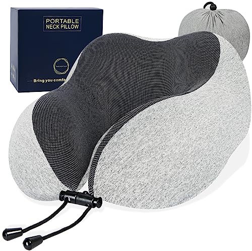 Yarrashop Nackenkissen Reise, 100% Reines Memory Foam Reisekissen Nacken Kissen für Flugzeug, Auto, Zug, Büro, Neck Pillow Travel Quick Pack für Camping, Schlafrestkissen, Nackenhörnchen Erwachsene
