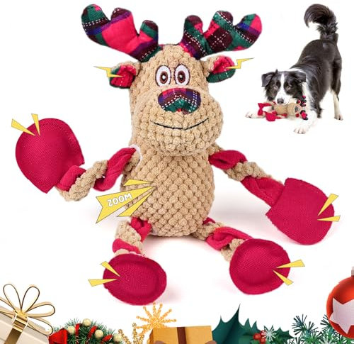 FWLWTWSS Hundespielzeug Quietschend, Elch Hundespielzeug Weihnachten, Hundespielzeug Kleine Hunde, Interaktives Waschbares Hundespielzeug Klein Mittel Hunde Welpen