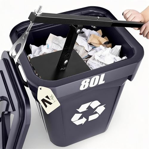 NEWTRY Mini Waste Compactor Manual Rubbish Press for 60L to 100L Wheelie Bins, Compact Design Ideal for Home Cabinets Restaurants Trash Cans