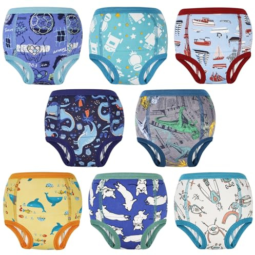 MooMoo Baby Absorbent Potty Training Pants 8 Packs Cotton Training Underwear for Boys 2T