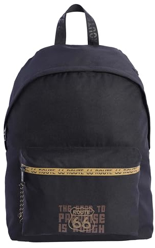 ROUTE 66 - Ryggsäck för män - Damryggsäck - Unisex-ryggsäck - Skolryggsäck - Skolväskor - 26L Herrryggsäckar inkluderar USB-port, kabel ingår och reflekterande remsor, svart, Estándar
