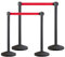Crowd Control Stanchion, Seilabsperrungen,Set mit 6.5 ft/2 m rotem einziehbarem Gürtel, Dauerhafte Crowd Control Barriere mit Kohlenstoffstahl Backen bemalten Stanchion, Seilbarrieren Line Divider (4)