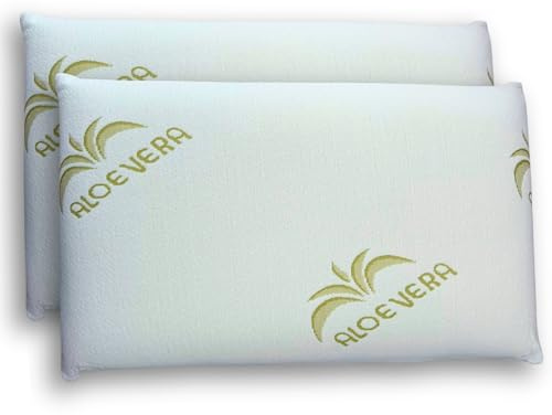 cuscini fiber - 2 Cuscini Memory Foam 13cm, Cuscini Letto Matrimoniale Ortopedici con Fodera in Aloe Vera Sicura per la Pelle, Guanciale Letto Made in Italy, Cuscino Antiacaro Anallergico