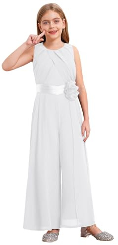 Riismen Vestido De Niña Elegante Para Bodas Con Flores D Traje Sin Mangas Holgado Para Comunión Verano Cumpleaños Marfil 15-16 años