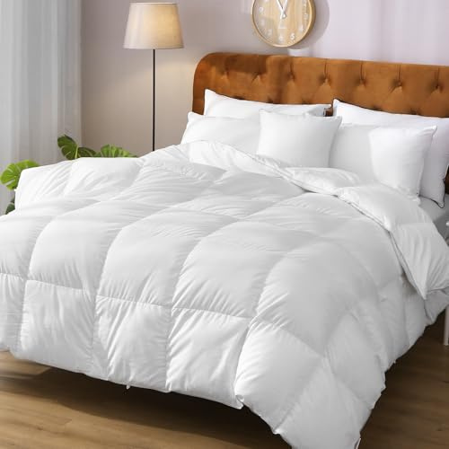 Oaken-Cat Edredón para Todo el año Ligero | Suave de plumón y Plumas | Transpirable | Oeko-Tex y RDS | Algodón | Cama 80/90 Blanco 135 × 200 cm