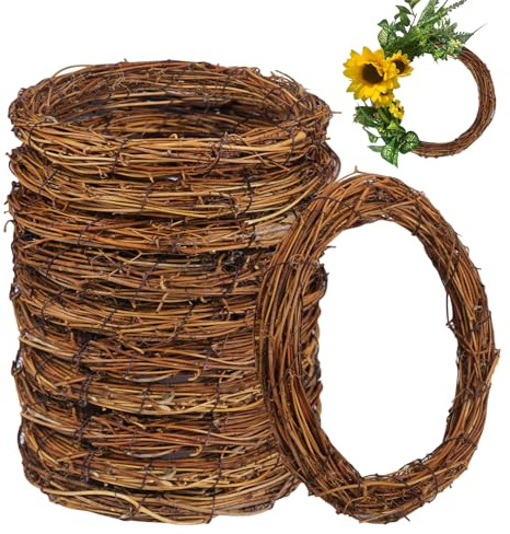 KUKLIPJIM 12 Pcs 8 inch Natural Grapevine Wreath Set, Hand-Woven Vine Branch Wreaths for DIY Crafts, Christmas Decorations, Home & Event Styling