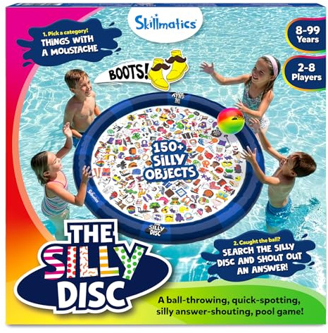 Skillmatics The Silly Disc – Pool Party Game for Kids, Teens & Adults, Funny Spot & Shout Game, Swimming Pool Toy, Outdoor Family Activity, Summer Game, Hilarious Gift for Ages 8, 9, 10 & Up