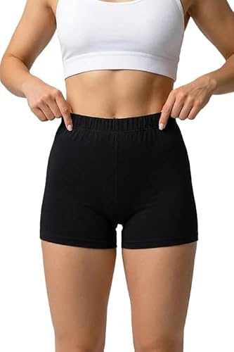 Clossy London Women's Cotton Mini Shorts, White and Black, Hot Pants for Sport and Fitness