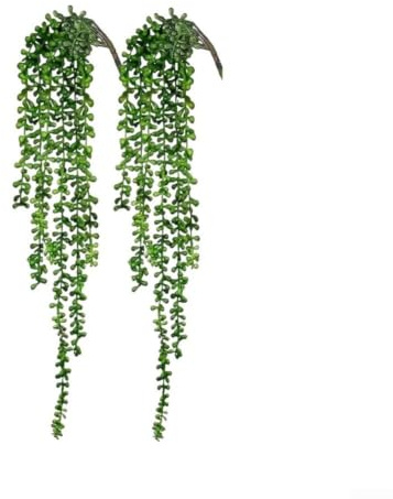 ZWEquipint 2 st konstgjord sträng av pärlor växter falska suckulenter hängande vinstockar 70 cm grön plast lövverk för inomhus utomhus hem trädgård dekor