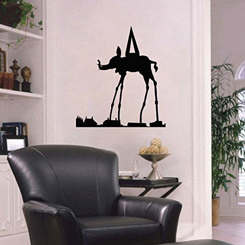 Vinyl Wandtattoo Dalis Elefant Skulptur Silhouette Platz-Elefant, Statue Salvador Dali Surrealistische Kunst Wandaufkleber Wandsticker Wanddekoration für Kunstatelier Kinderzimmer Wohnzimmer A514