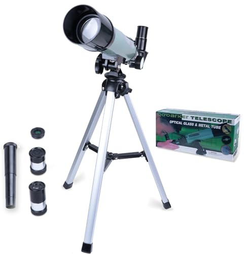 Telescope for Kids - 90x Magnification, Includes Three Eyepieces, Tabletop Tripod and Moon Lens, Portable Refractor Telescope for Children and Beginners