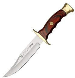 Cuchilleria Deportiva MUELA- BW-16. Cuchillo de Caza Muela BW-16. Mango Madera Natural de Coral. Acero MOVA. Funda Cuero. Herramienta para Caza, Pesca, Camping, Outdoor, Supervivencia y Bushcraft