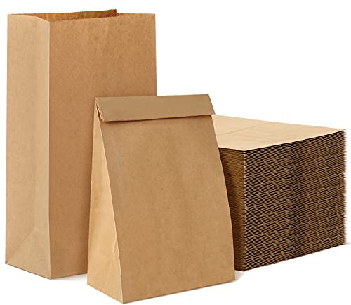 Papiertüten Groß,Papiertüten Braun (50 Stück,30,5 × 20 × 12,5 cm) Geschenktüten kraftpapier Tüten für Weihnachten Geburtstagsparty Kindergeburtstag