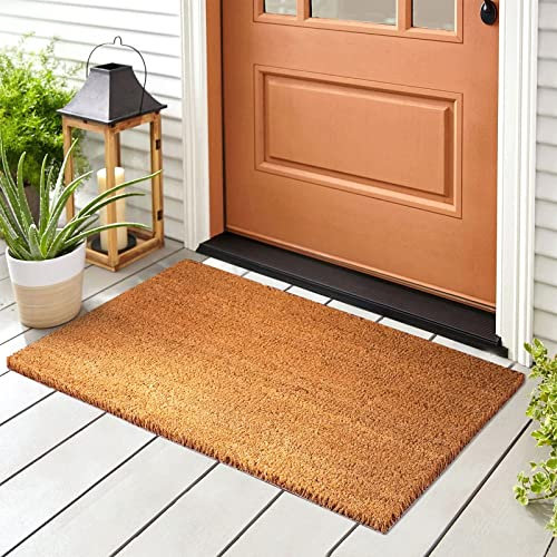 KARAT Fußmatte für Außen und Innen, 40x80 cm Natur XXL-Höhe 24mm, extra Dicke Türmate aus Kokos, Schmutzfangmatte, Kokosmatte mit Rutschfester Rückseite für Haustür, Eingang