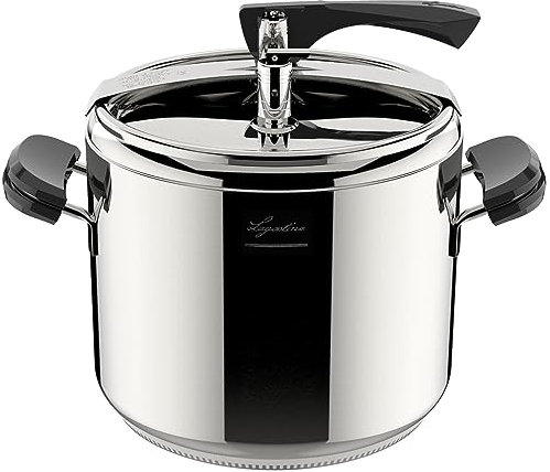 Lagostina Schnellkochtopf La Classica Lagofusion, Ø 26 cm, Fassungsvermögen 12 l, mit Korb, Rezeptbuch und Ecodose, Griffe aus Bakelit, Gewicht Ventil und Lagofusionboden