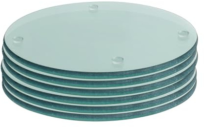 Harbour Housewares Glass Coasters - Round - 10cm - Clear - Pack of 6 - Tabletop Protection Mat Drink Coaster Decorative Dining Placemat for Cups, Mugs