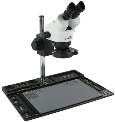 Stereomikroskop stereomikroskop 3,5 x – 90 x kontinuerlig zoomförstoring + stort aluminiumstativ + 56 LED-ringljus + lins (vit)